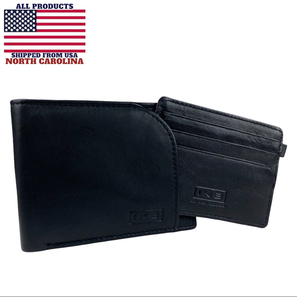 [AUTHENTIC] IKE by IKE BEHAR Men’s Black Genuine Leather Passcase Wallet RFID